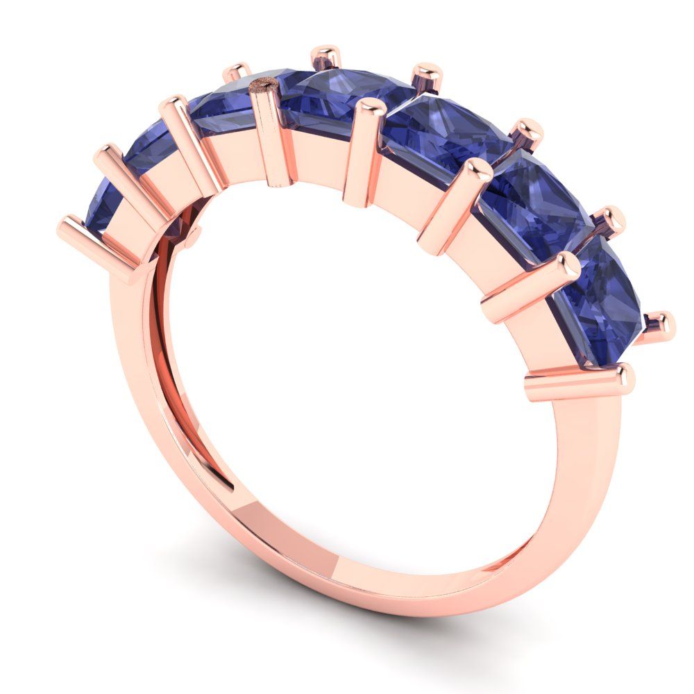 1.75 cttw Simulated Tanzanite Princess Cut Rose Gold Eternity Wedding Band