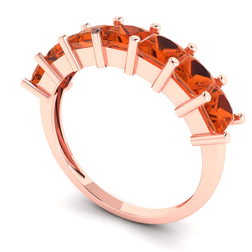 1.75 cttw Simulated Red Diamond Princess Cut Rose Gold Eternity Wedding Band