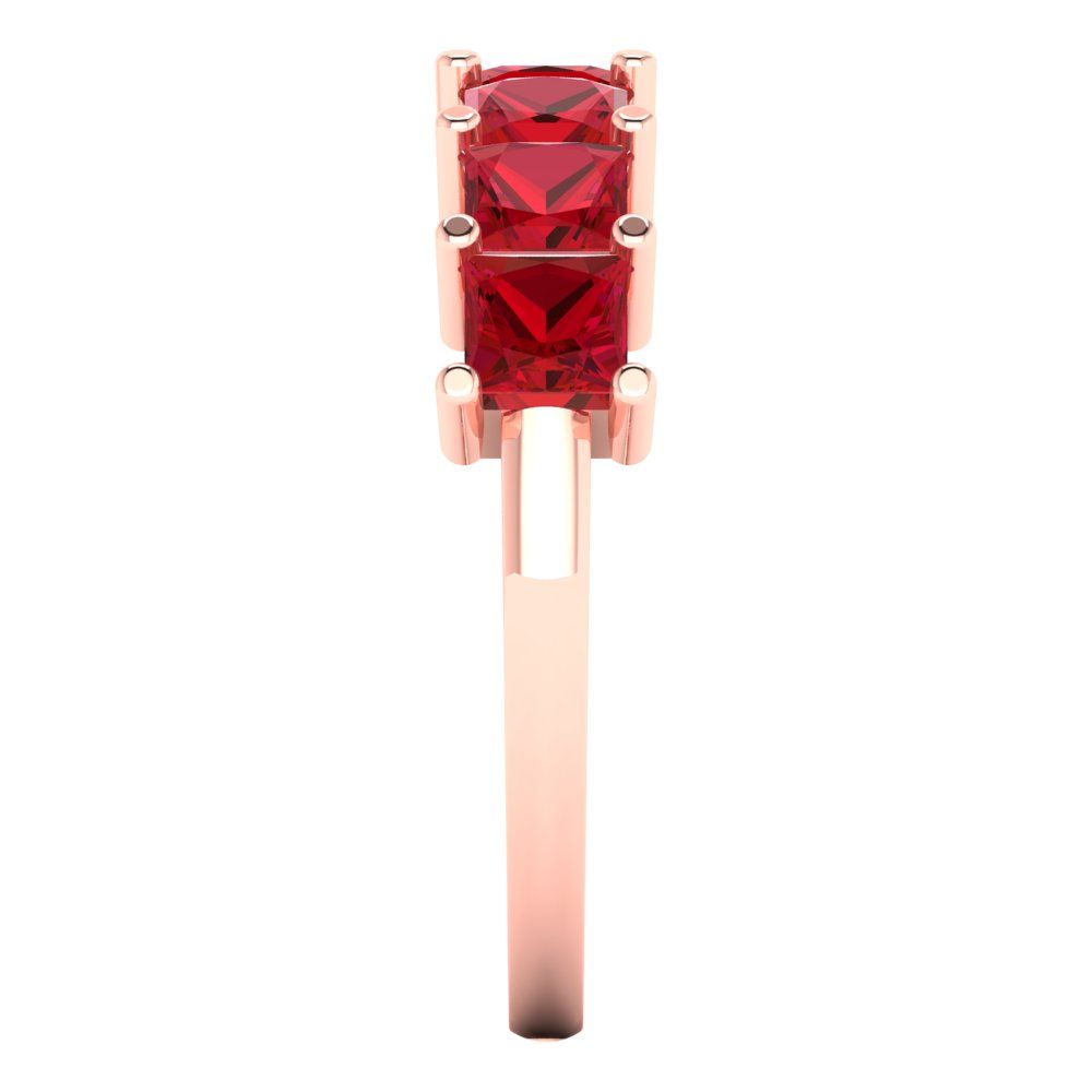 1.75 cttw Simulated Ruby Princess Cut Rose Gold Eternity Wedding Band