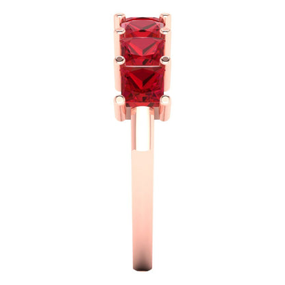 1.75 cttw Simulated Ruby Princess Cut Rose Gold Eternity Wedding Band
