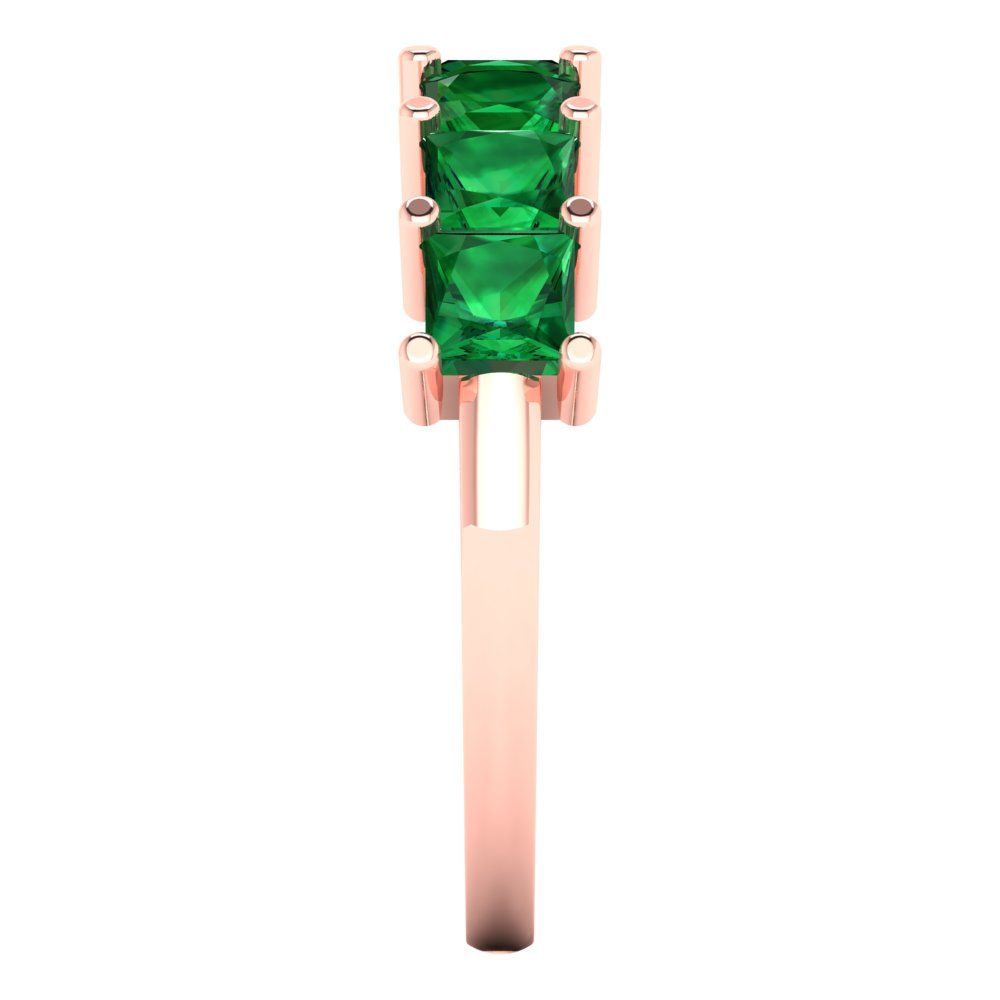 1.75 cttw Simulated Emerald Princess Cut Rose Gold Eternity Wedding Band