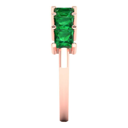 1.75 cttw Simulated Emerald Princess Cut Rose Gold Eternity Wedding Band