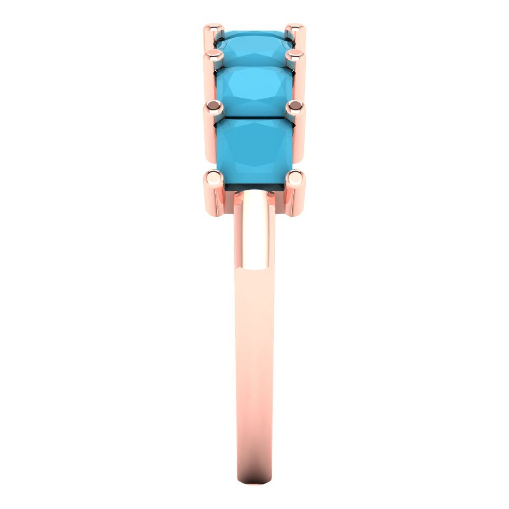 1.75 cttw Simulated Turquoise Princess Cut Rose Gold Eternity Wedding Band