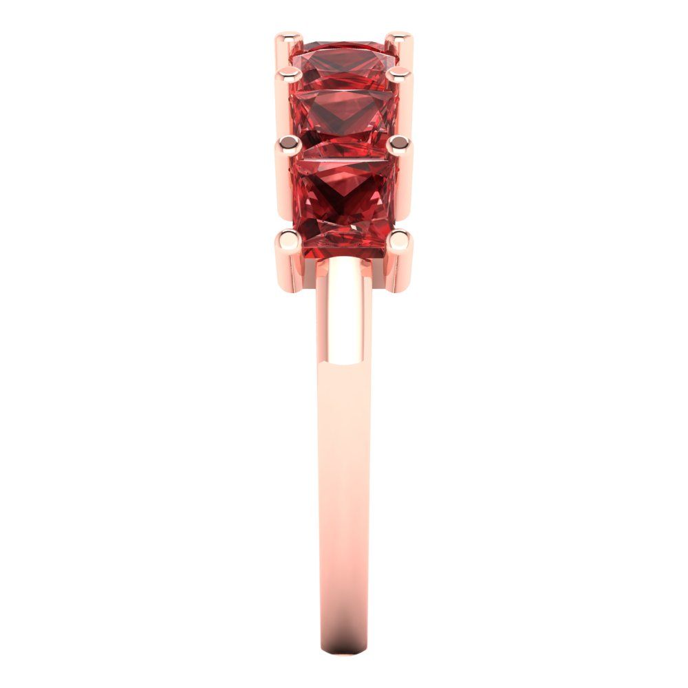1.75 cttw Natural Garnet Princess Cut Rose Gold Eternity Wedding Band