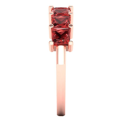 1.75 cttw Natural Garnet Princess Cut Rose Gold Eternity Wedding Band