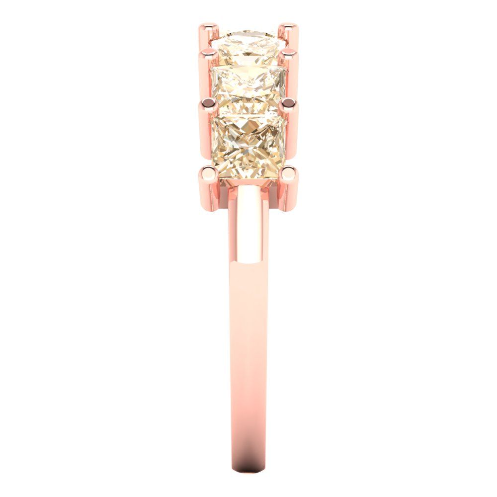 1.75 cttw Natural Morganite Princess Cut Rose Gold Eternity Wedding Band