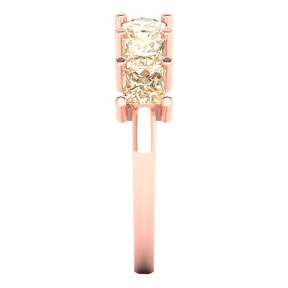 1.75 cttw Natural Morganite Princess Cut Rose Gold Eternity Wedding Band