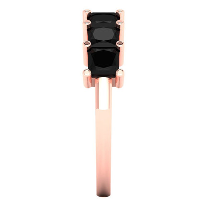 1.75 cttw Natural Onyx Princess Cut Rose Gold Eternity Wedding Band