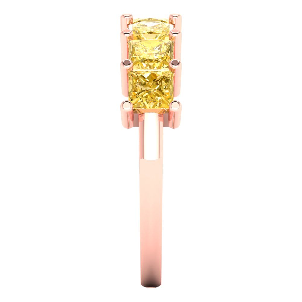 1.75 cttw Natural Citrine Princess Cut Rose Gold Eternity Wedding Band