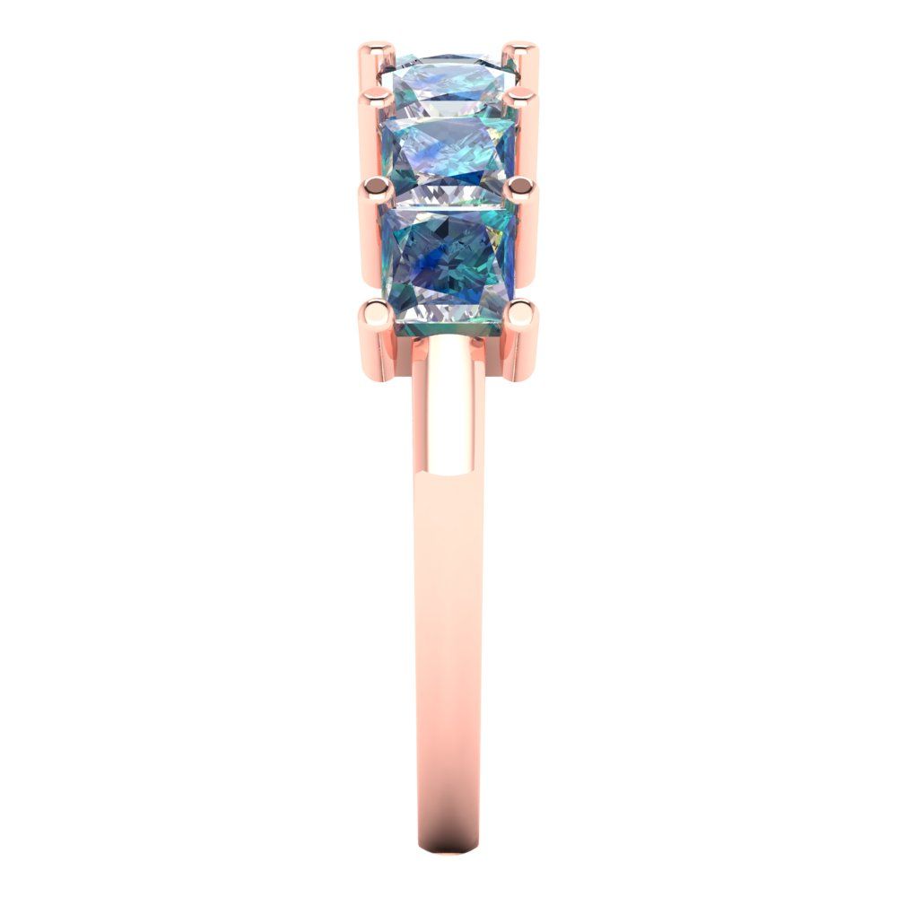 1.75 cttw Blue Moissanite Princess Cut Rose Gold Eternity Wedding Band