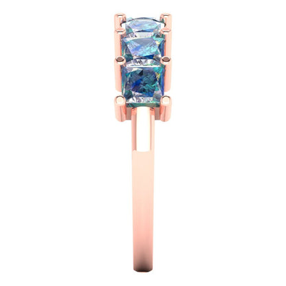 1.75 cttw Blue Moissanite Princess Cut Rose Gold Eternity Wedding Band