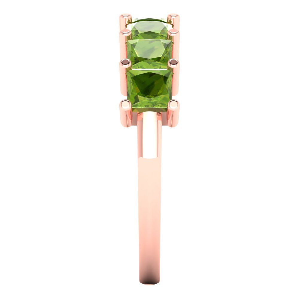 1.75 cttw Natural Peridot Princess Cut Rose Gold Eternity Wedding Band