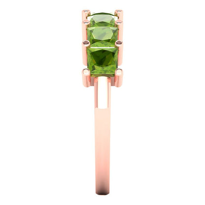 1.75 cttw Natural Peridot Princess Cut Rose Gold Eternity Wedding Band