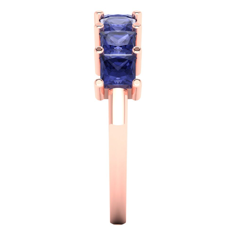 1.75 cttw Simulated Tanzanite Princess Cut Rose Gold Eternity Wedding Band