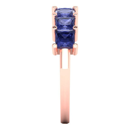 1.75 cttw Simulated Tanzanite Princess Cut Rose Gold Eternity Wedding Band