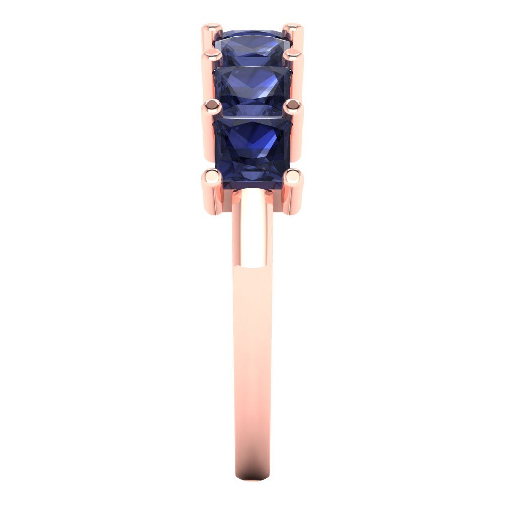 1.75 cttw Simulated Blue Sapphire Princess Cut Rose Gold Eternity Wedding Band