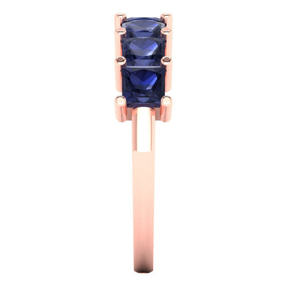 1.75 cttw Simulated Blue Sapphire Princess Cut Rose Gold Eternity Wedding Band