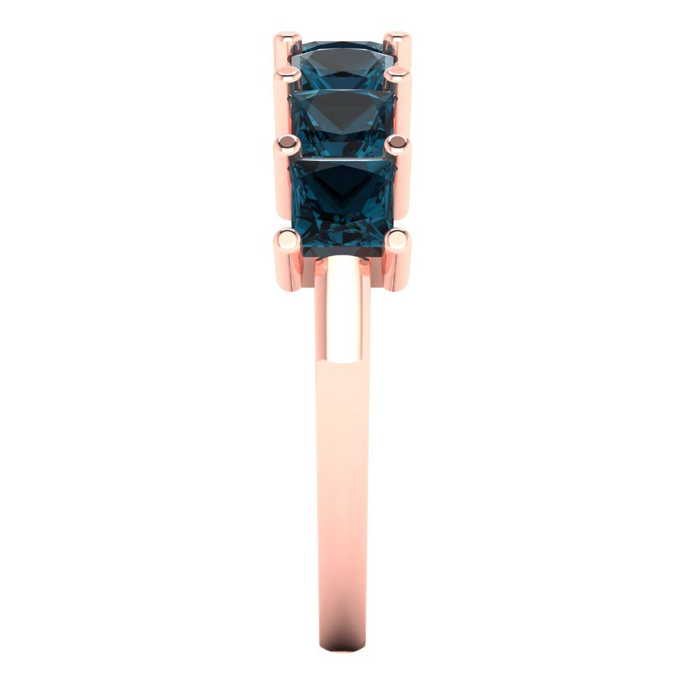 1.75 cttw Natural London Blue Topaz Princess Cut Rose Gold Eternity Wedding Band