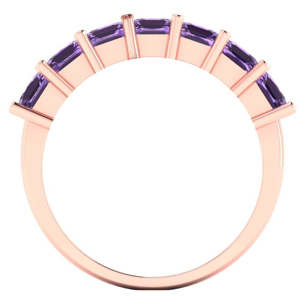 1.75 cttw Simulated Alexandrite Princess Cut Rose Gold Eternity Wedding Band
