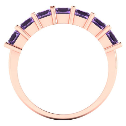 1.75 cttw Simulated Alexandrite Princess Cut Rose Gold Eternity Wedding Band