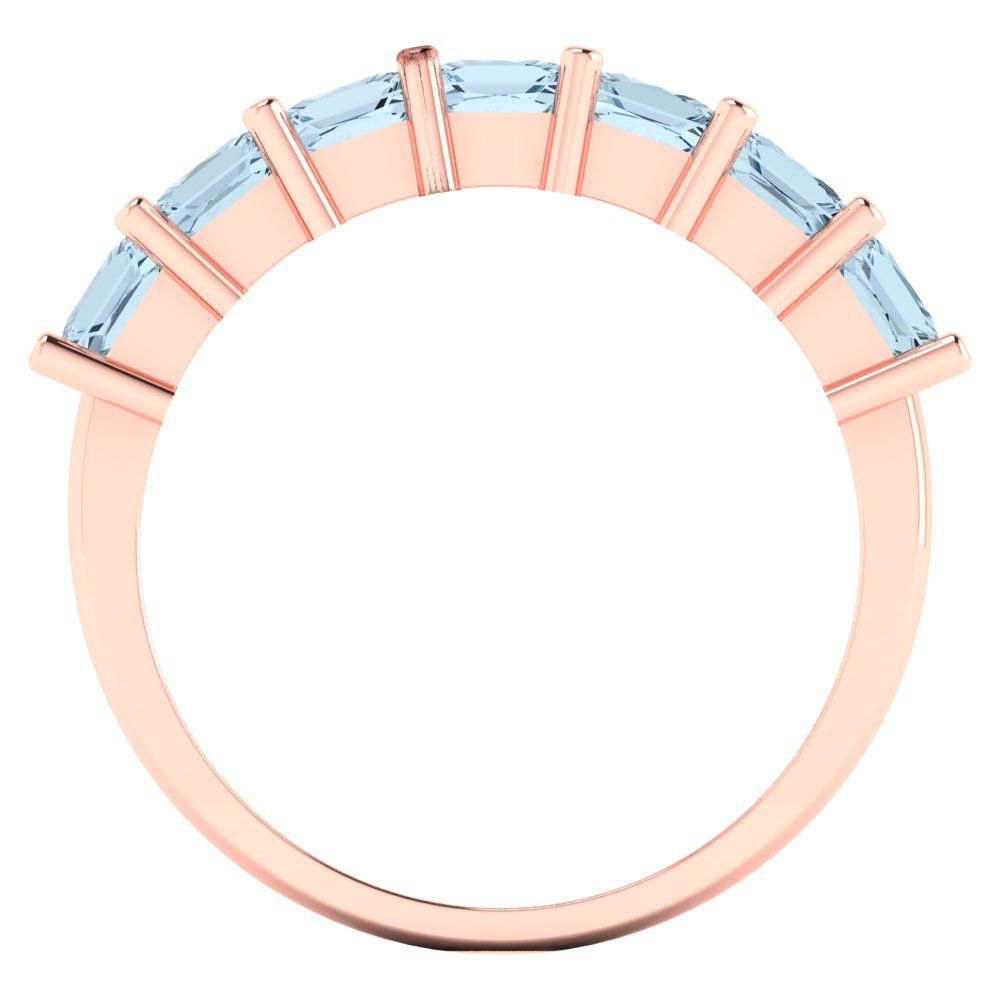 1.75 cttw Simulated Blue Diamond Princess Cut Rose Gold Eternity Wedding Band