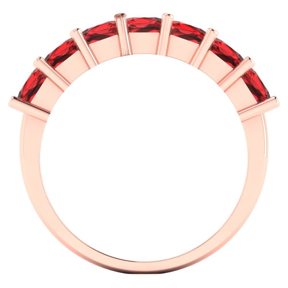 1.75 cttw Natural Garnet Princess Cut Rose Gold Eternity Wedding Band