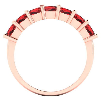 1.75 cttw Natural Garnet Princess Cut Rose Gold Eternity Wedding Band