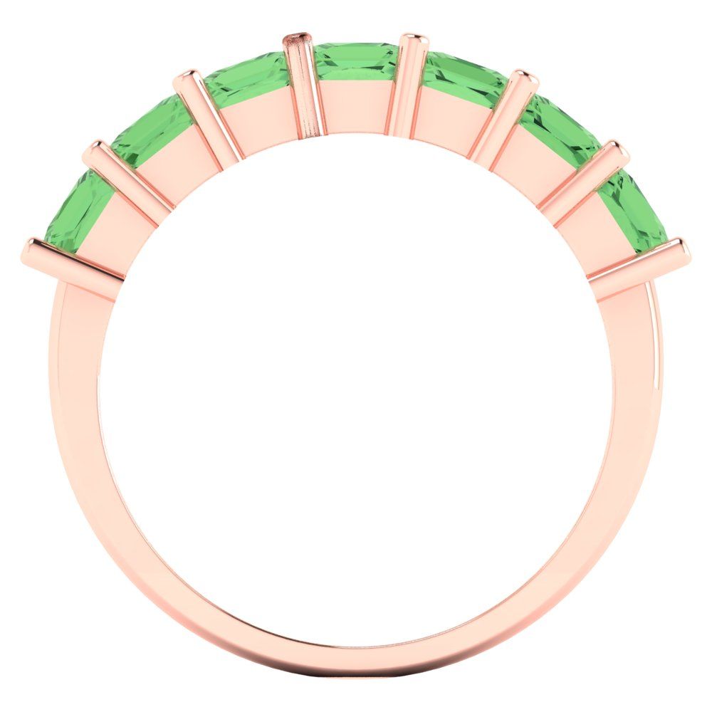 1.75 cttw Simulated Green Diamond Princess Cut Rose Gold Eternity Wedding Band