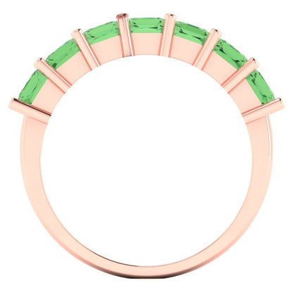 1.75 cttw Simulated Green Diamond Princess Cut Rose Gold Eternity Wedding Band