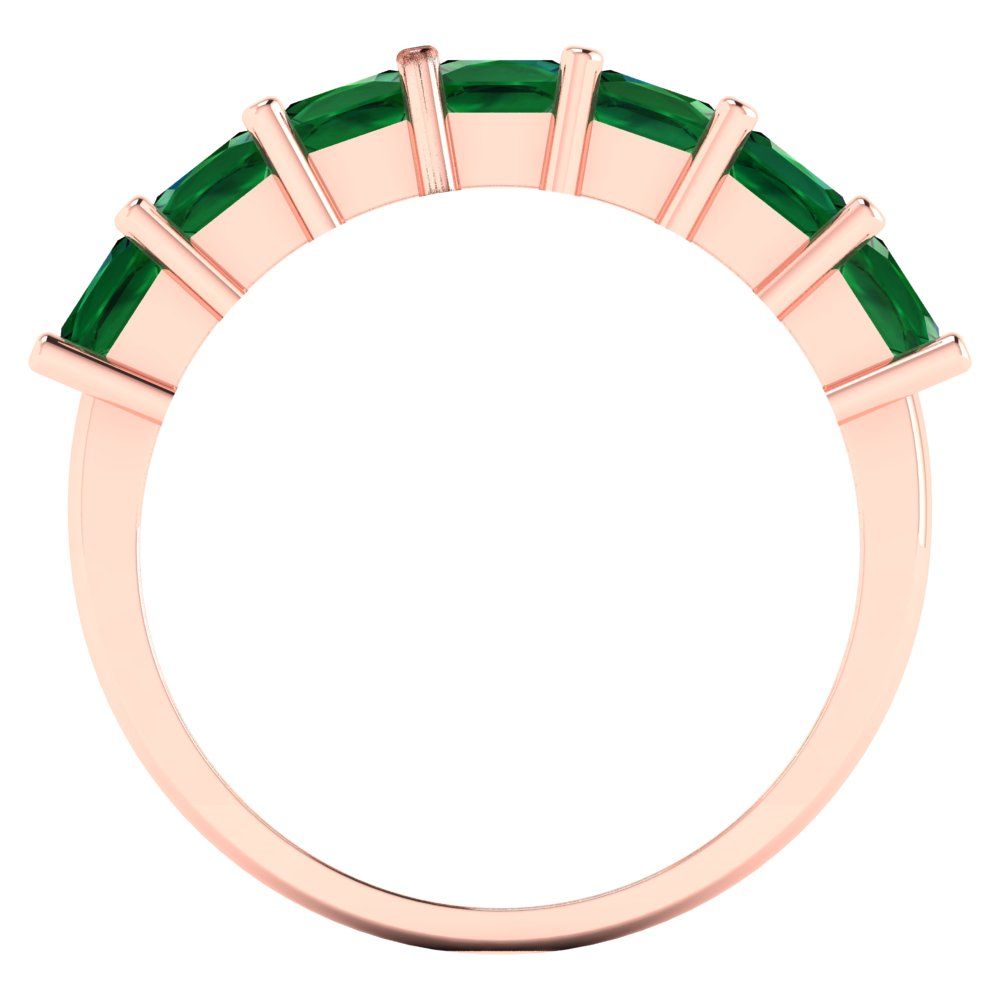 1.75 cttw Simulated Emerald Princess Cut Rose Gold Eternity Wedding Band