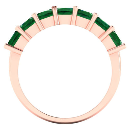 1.75 cttw Simulated Emerald Princess Cut Rose Gold Eternity Wedding Band