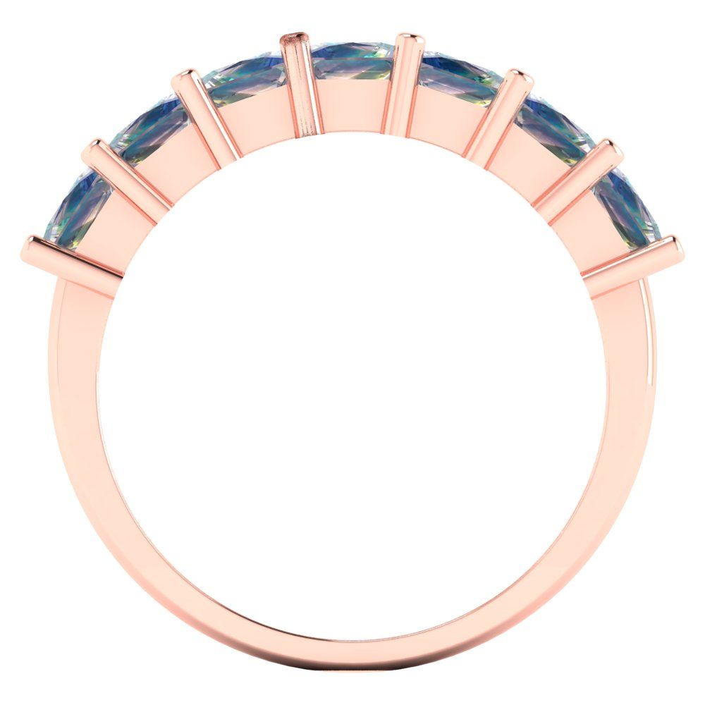 1.75 cttw Blue Moissanite Princess Cut Rose Gold Eternity Wedding Band