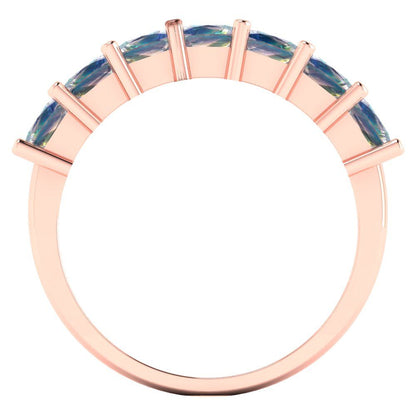 1.75 cttw Blue Moissanite Princess Cut Rose Gold Eternity Wedding Band