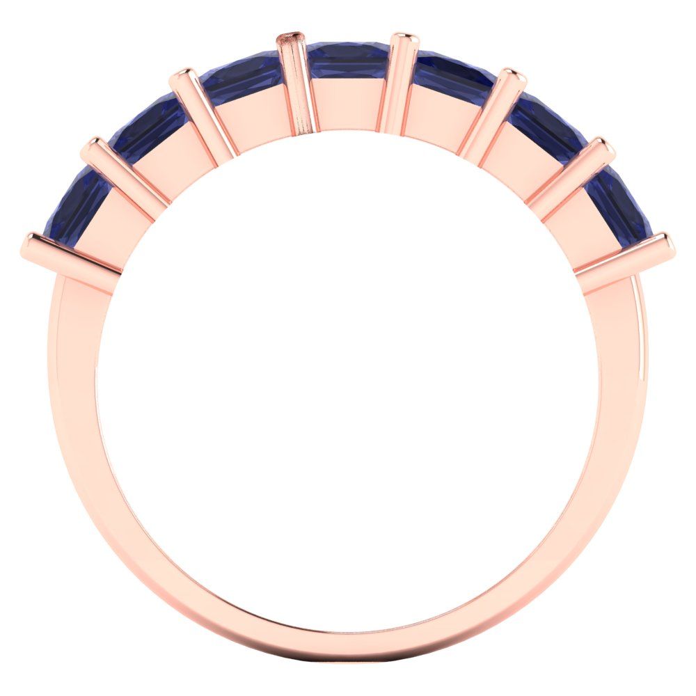 1.75 cttw Simulated Tanzanite Princess Cut Rose Gold Eternity Wedding Band