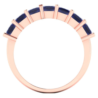 1.75 cttw Simulated Tanzanite Princess Cut Rose Gold Eternity Wedding Band