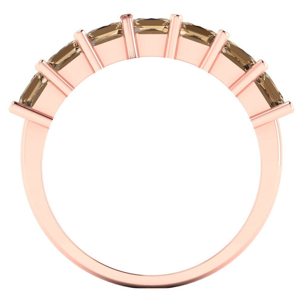 1.75 cttw Simulated Champagne Diamond Princess Cut Rose Gold Eternity Wedding Band