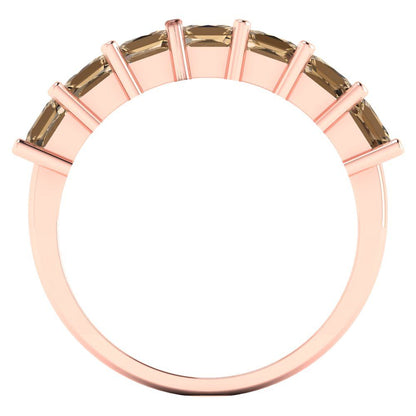 1.75 cttw Simulated Champagne Diamond Princess Cut Rose Gold Eternity Wedding Band