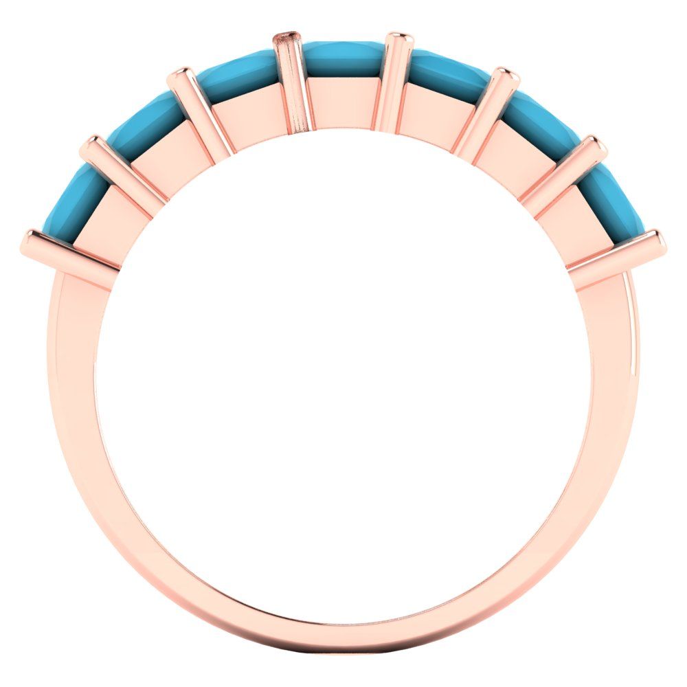 1.75 cttw Simulated Turquoise Princess Cut Rose Gold Eternity Wedding Band
