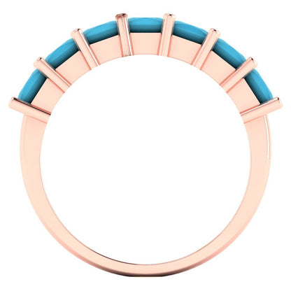1.75 cttw Simulated Turquoise Princess Cut Rose Gold Eternity Wedding Band