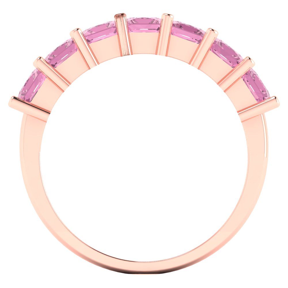 1.75 cttw Simulated Pink Diamond Princess Cut Rose Gold Eternity Wedding Band