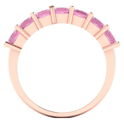 1.75 cttw Simulated Pink Diamond Princess Cut Rose Gold Eternity Wedding Band