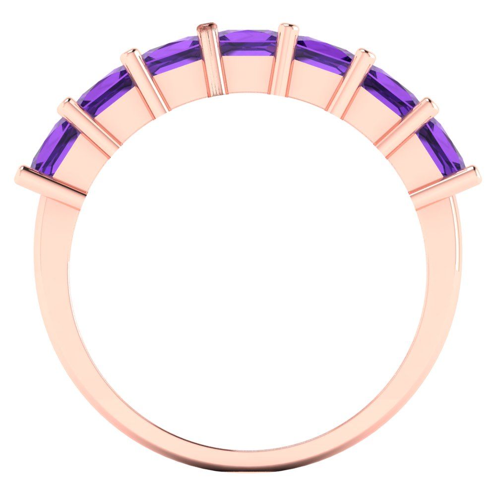 1.75 cttw Natural Amethyst Princess Cut Rose Gold Eternity Wedding Band