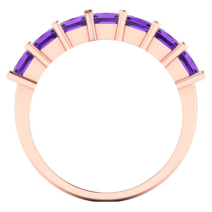 1.75 cttw Natural Amethyst Princess Cut Rose Gold Eternity Wedding Band