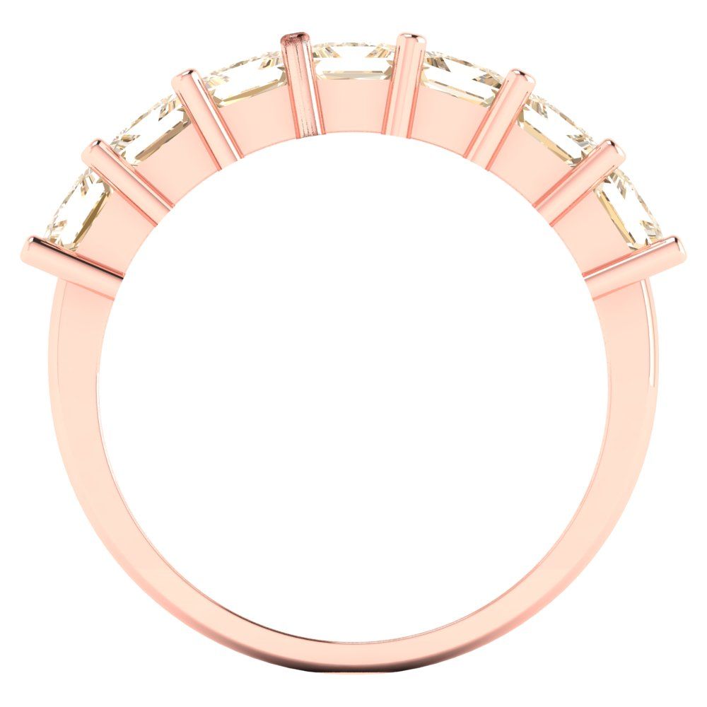 1.75 cttw Natural Morganite Princess Cut Rose Gold Eternity Wedding Band