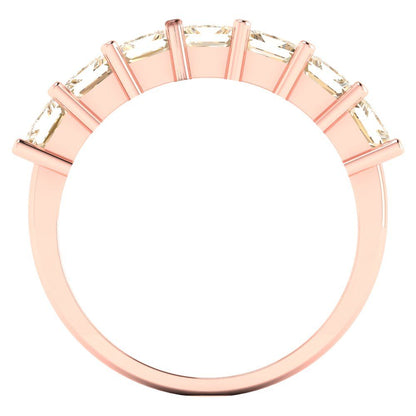 1.75 cttw Natural Morganite Princess Cut Rose Gold Eternity Wedding Band