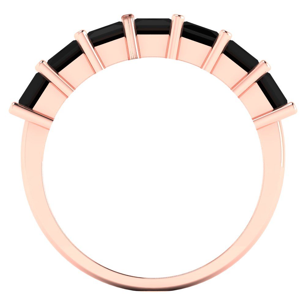 1.75 cttw Natural Onyx Princess Cut Rose Gold Eternity Wedding Band