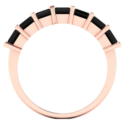 1.75 cttw Natural Onyx Princess Cut Rose Gold Eternity Wedding Band