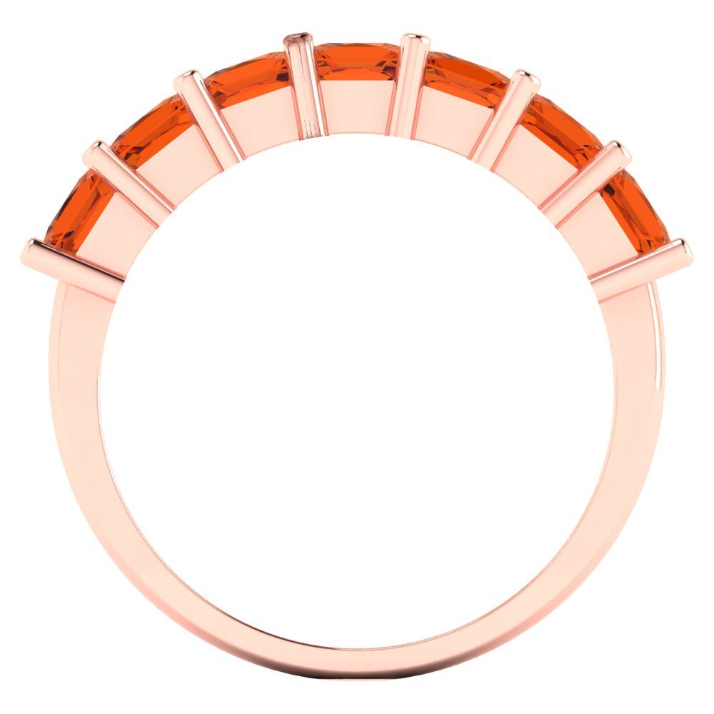 1.75 cttw Simulated Red Diamond Princess Cut Rose Gold Eternity Wedding Band