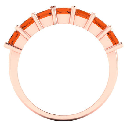 1.75 cttw Simulated Red Diamond Princess Cut Rose Gold Eternity Wedding Band