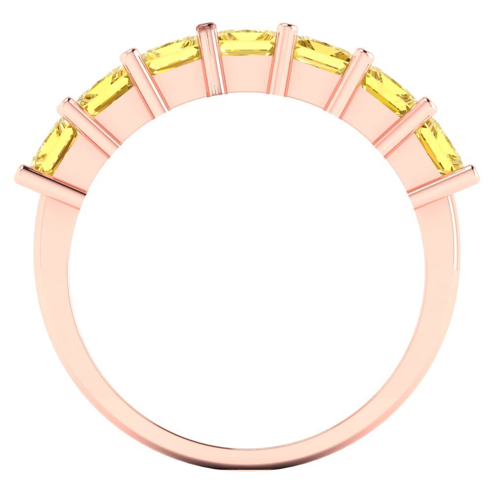 1.75 cttw Natural Citrine Princess Cut Rose Gold Eternity Wedding Band
